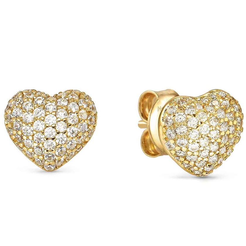 Nomination cirkónia köves domború aranyozott szív fülbevaló - 242707/006