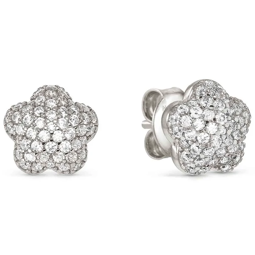 Nomination cirkónia köves domború ezüst virág fülbevaló - 242707/010