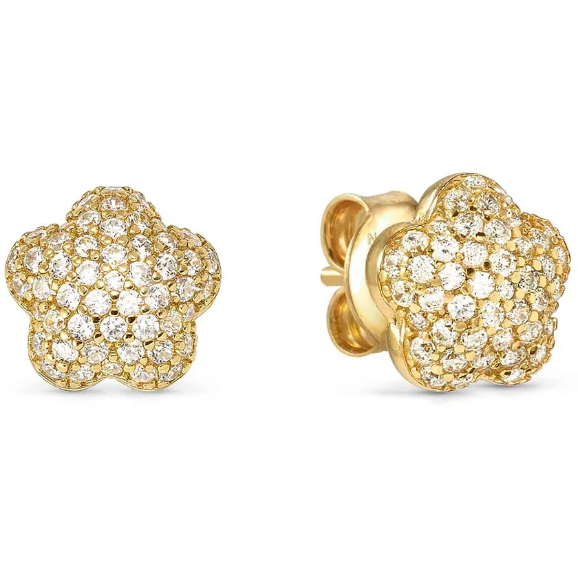 Nomination cirkónia köves domború aranyozott virág fülbevaló - 242707/012