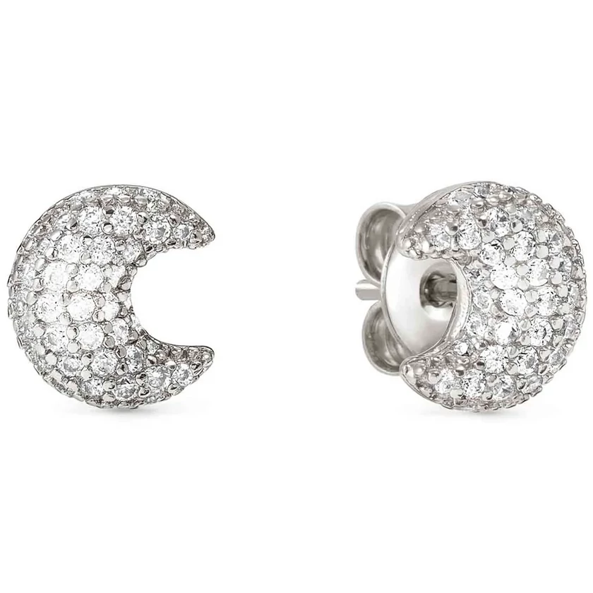 Nomination cirkónia köves domború ezüst félhold fülbevaló - 242707/022