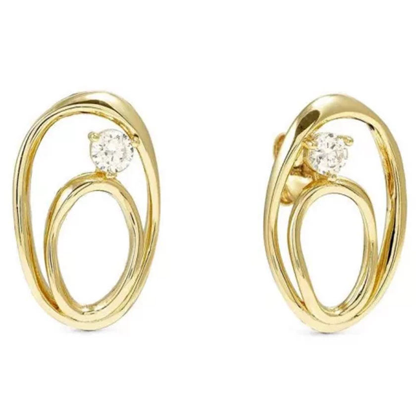 Nomination ovális aranyozott fülbevaló cirkónia kővel - 242811/055