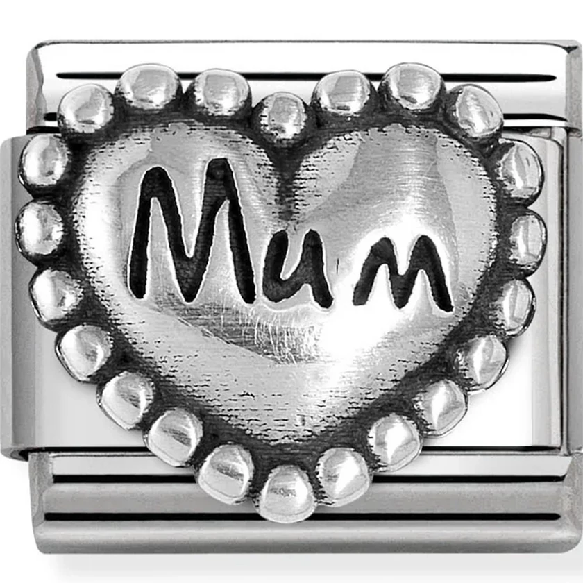 Nomination ezüst vintage "MUM" szív charm  - 330101/80