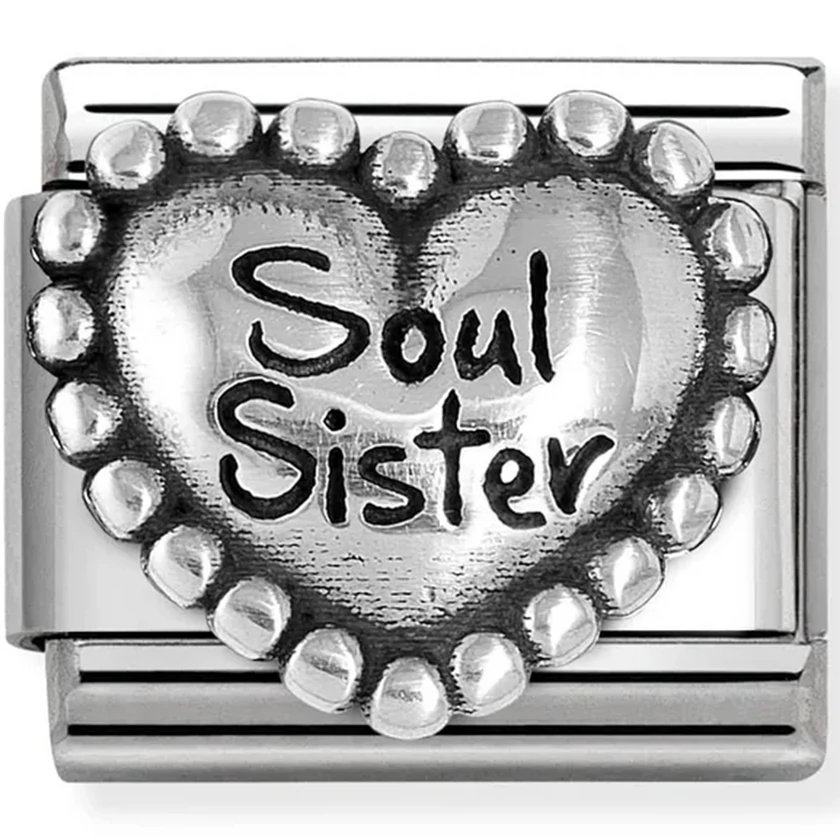 Nomination "Soul Sister" ezüst gyöngyös szív charm  - 330101/82
