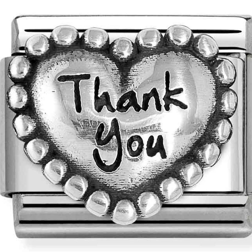 Nomination ezüst vintage "THANK YOU" szív charm  - 330101/83