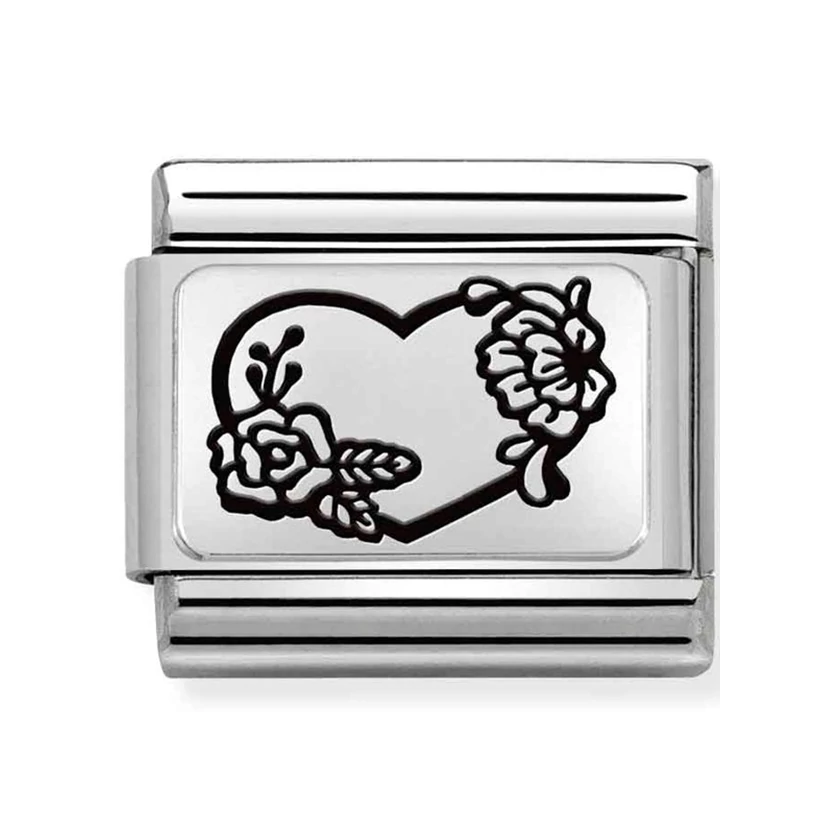 Nomination virágos szív charm - 330111/28