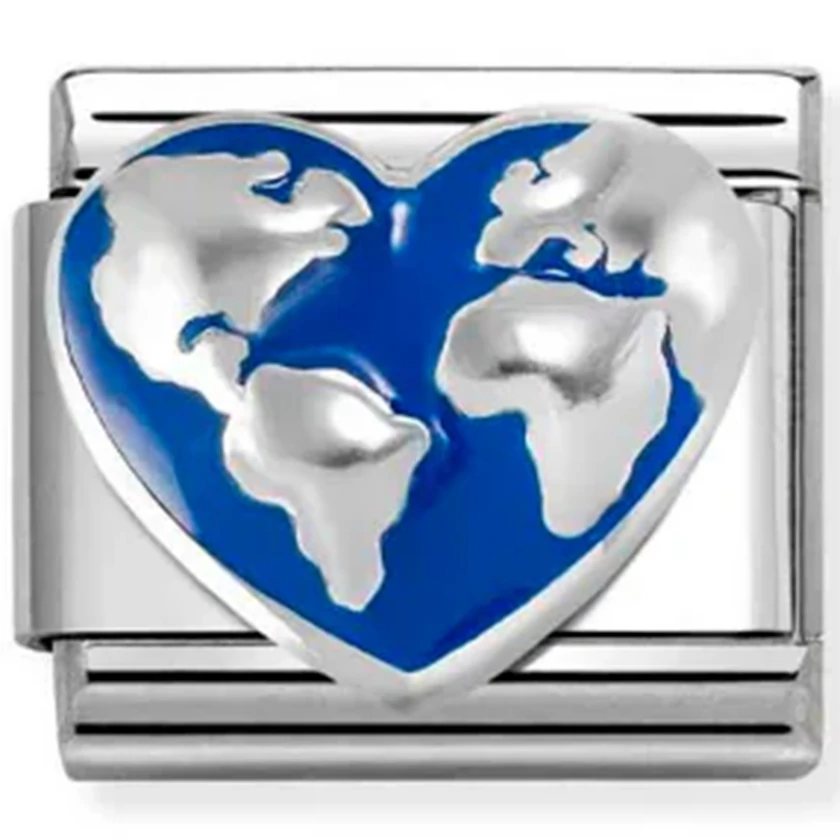 Nomination földgömb szív charm - 330204/45