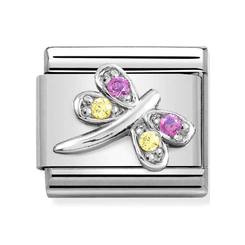 Nomination sárga és lila szitakötő charm - 330304/40