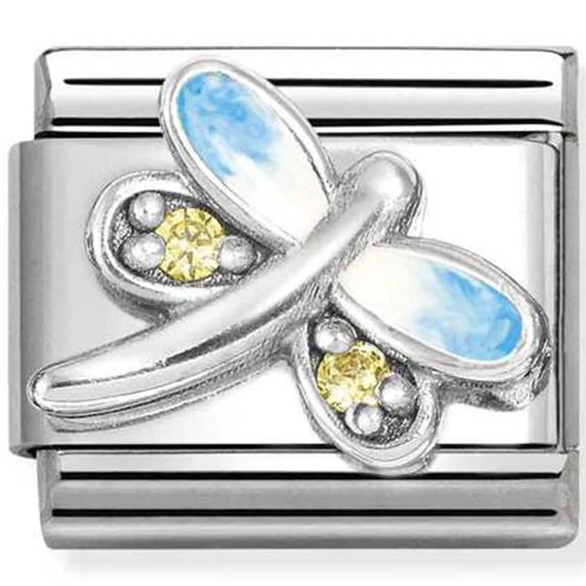 Nomination ezüst kék szitakötő charm  - 330321/10
