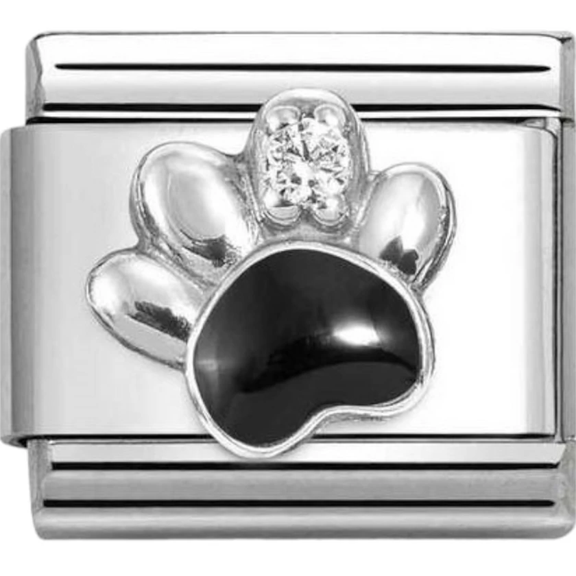 Nomination ezüst fekete tappancs charm  - 330321/12