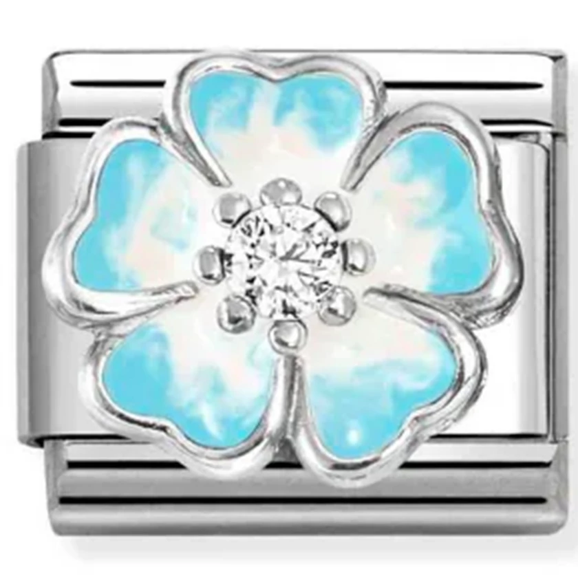 Nomination kék virág charm - 330321/16