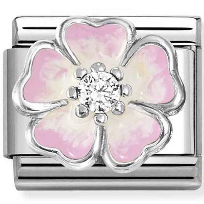 Nomination rózsaszín virág charm - 330321/17