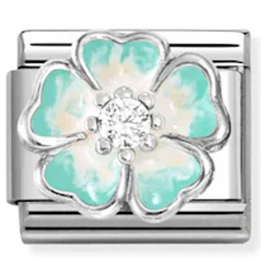 Nomination zöld virág charm - 330321/18