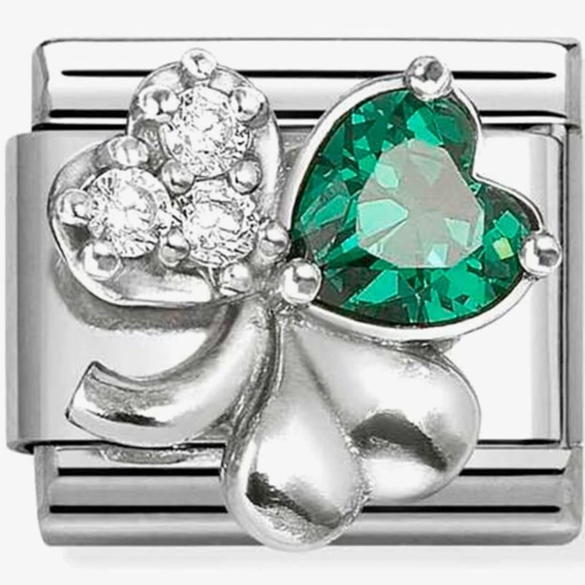 Nomination zöld cirkónia köves négylevelű lóhere charm - 330322/10