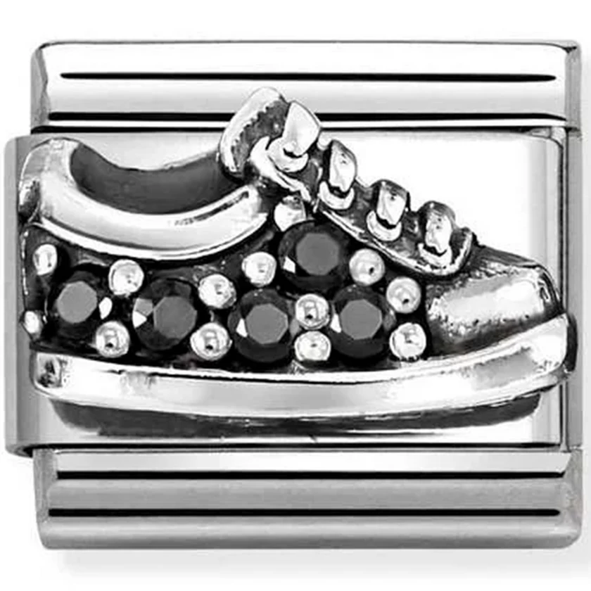 Nomination fekete cirkónia köves tornacipő charm - 330327/18