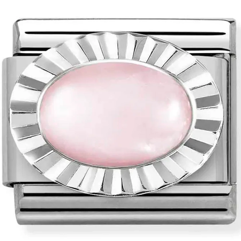 Nomination ovális rózsakvarc ezüst charm - 330507/39
