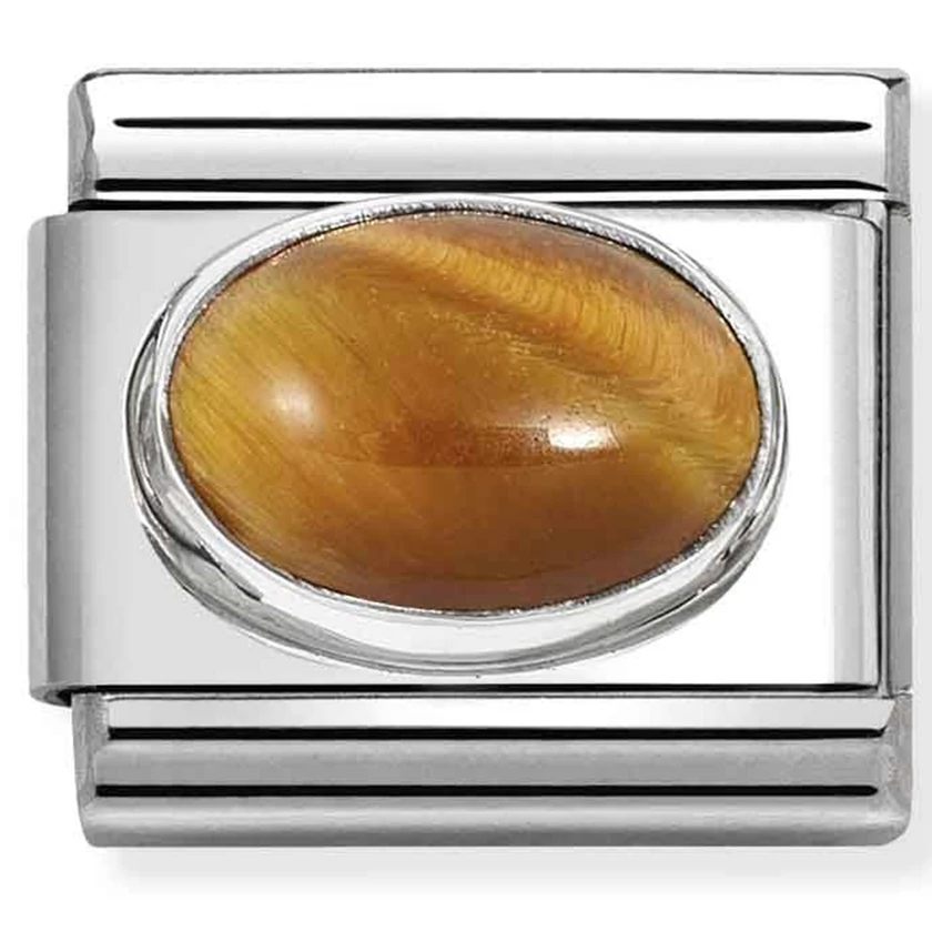 Nomination ovális barna tigrisszem köves ezüst charm  - 330510/41