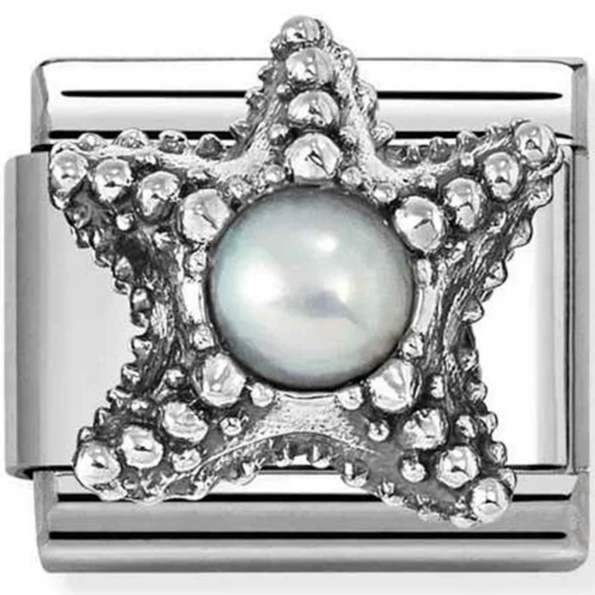 Nomination fehér gyöngy tengeri csillag charm - 330511/09