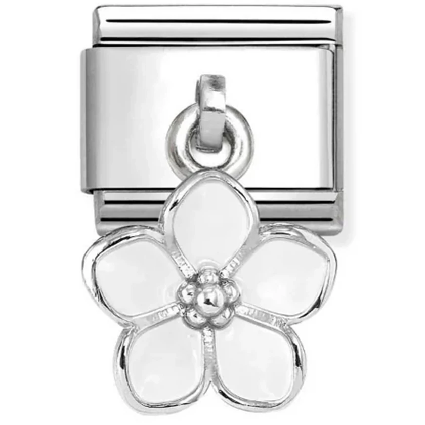 Nomination fehér virág függő charm - 331805/22