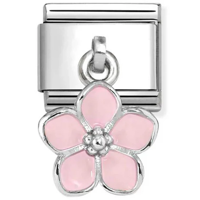 Nomination rózsaszín virág függő charm - 331805/23