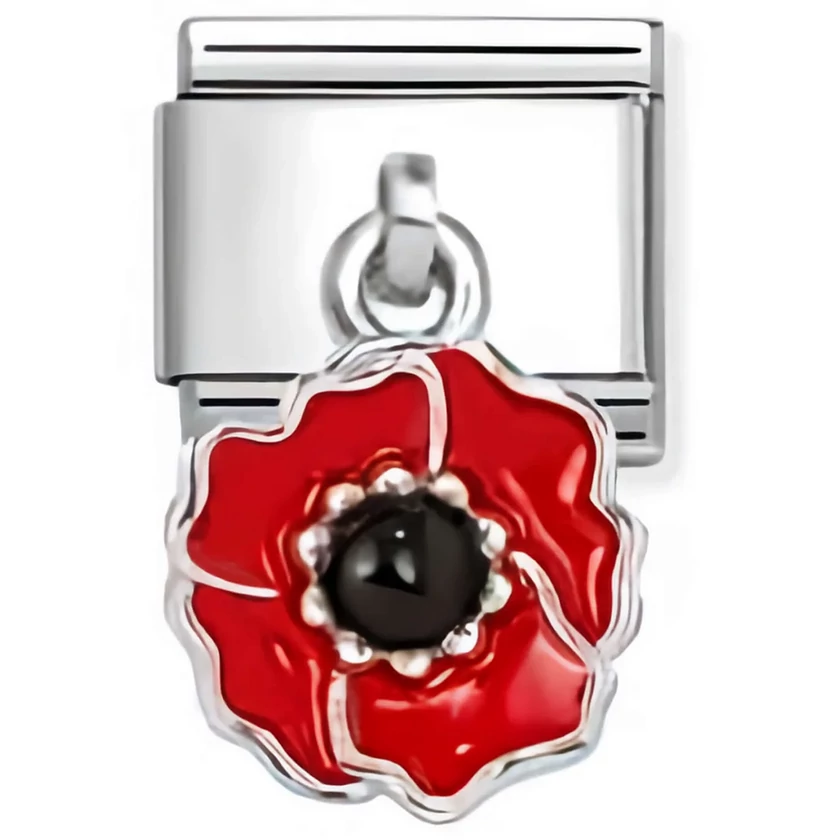 Nomination piros mákvirág függő charm - 331805/24
