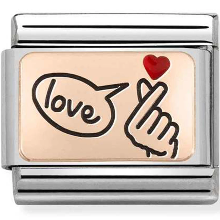 Nomination ezüst charm rozé "LOVE" - 430104/56