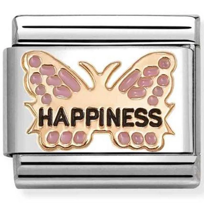 Nomination "HAPPINESS" rozé arany pillangó charm - 430202/49