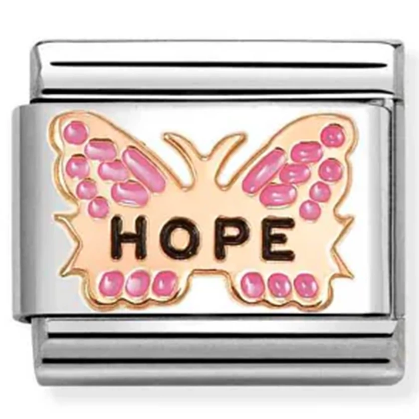 Nomination "HOPE" rozé arany pillangó charm - 430202/50