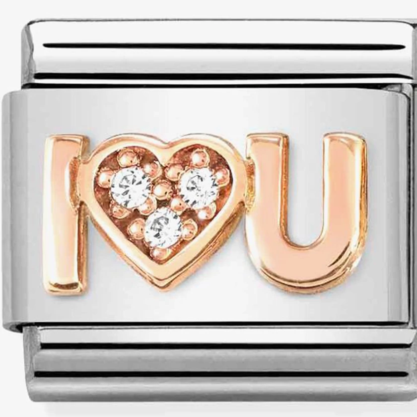 Nomination rozé 'I Love You' charm kővel - 430305/36