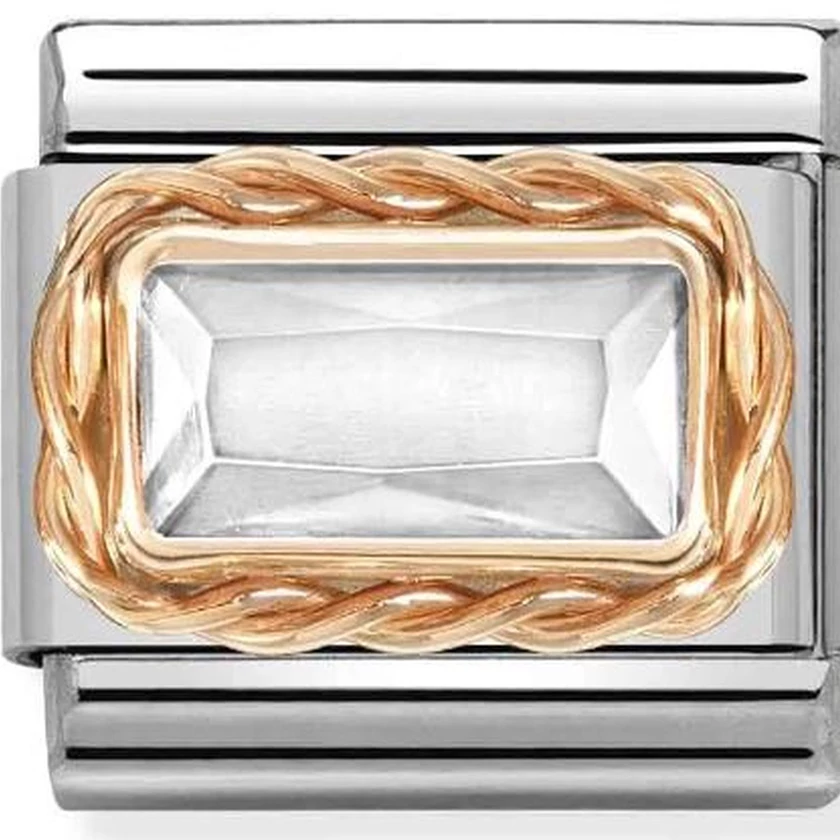 Nomination ezüst fehér kő foglalatban charm - 430604/010