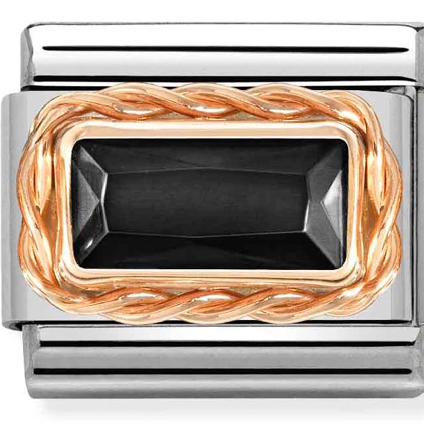 Nomination ezüst fekete kő rozé foglalatban charm - 430604/011