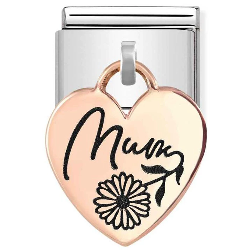 Nomination rozé szív függős "MUM" charm - 431803/03