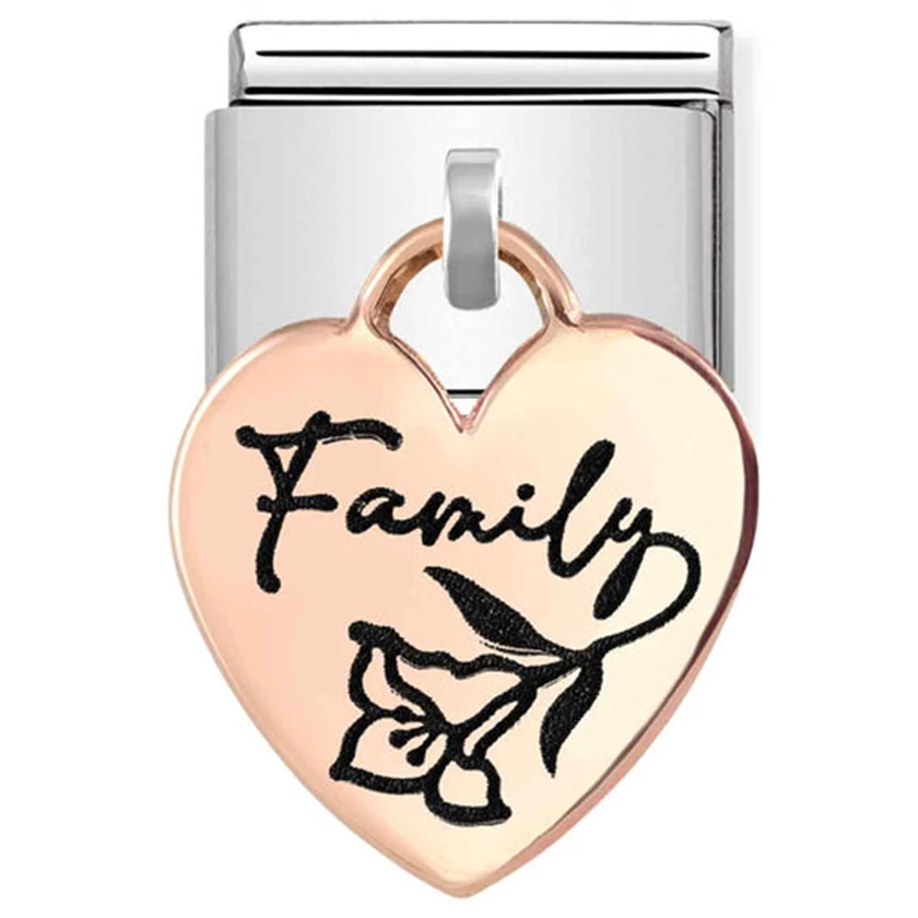 Nomination rozé szív függős "FAMILY" charm - 431803/04
