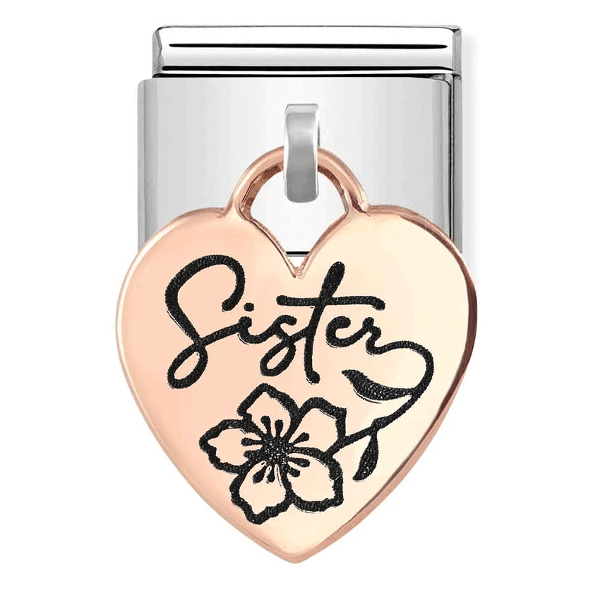 Nomination rozé szív függős "SISTER" charm - 431803/05