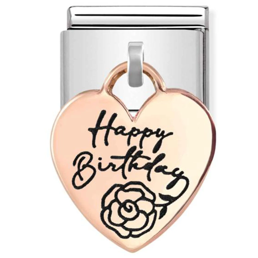 Nomination rozé szív függős "HAPPY BIRTHDAY" charm - 431803/06