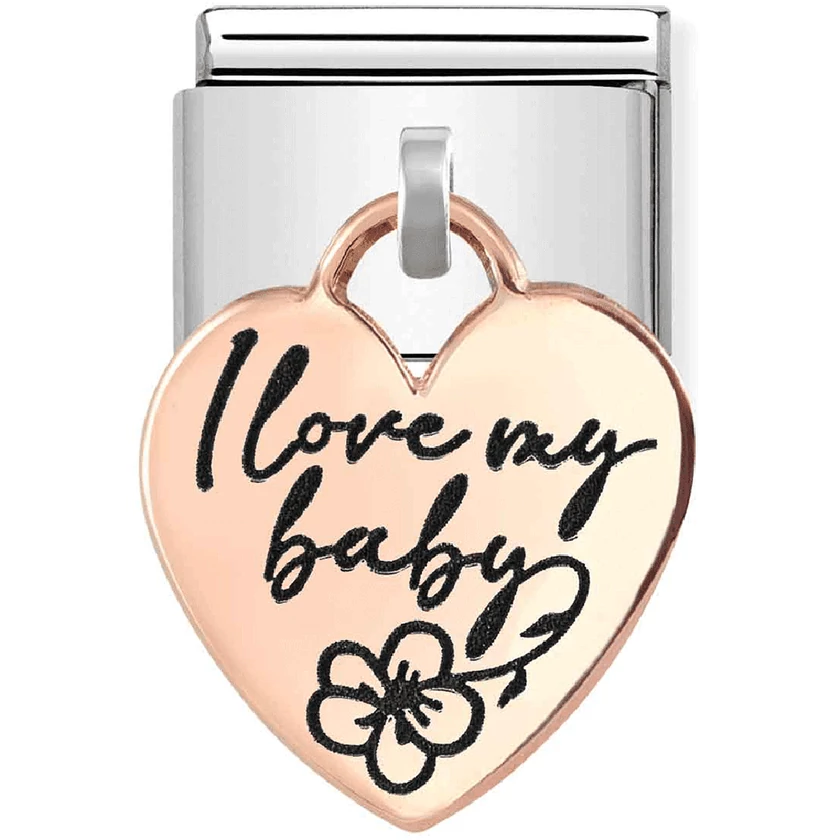 Nomination rozé szív függős "I LOVE MY BABY" charm - 431803/08