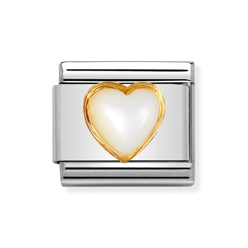Nomination fehér szív charm - 030501/12
