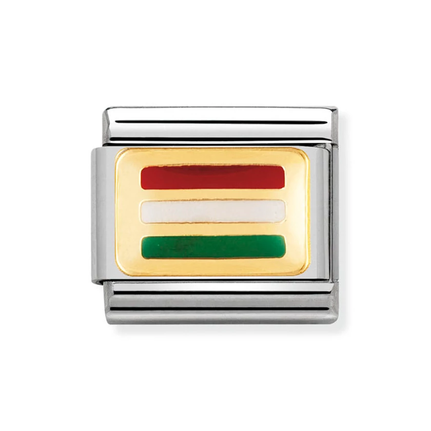 Nomination arany magyar zászló charm - 030234/28