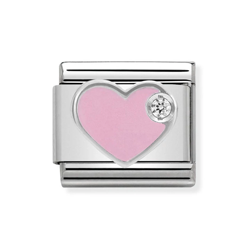 Nomination rózsaszín szív charm - 330305/02