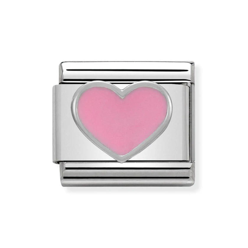 Nomination rózsaszín szív charm - 330202/18