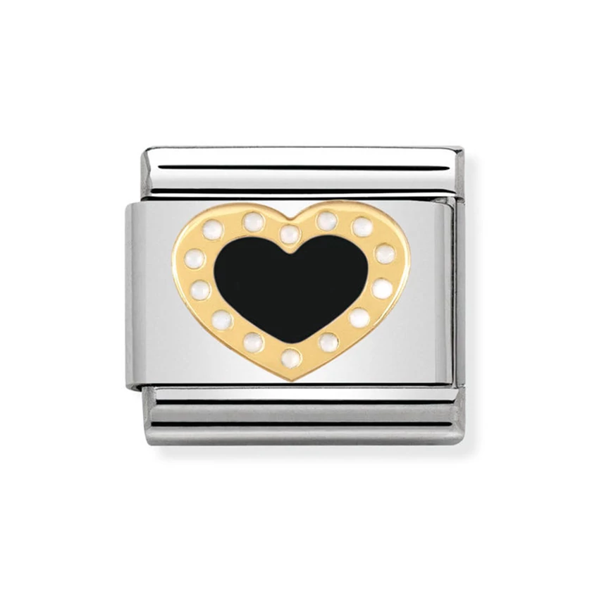 Nomination fekete szív charm - 030283/02