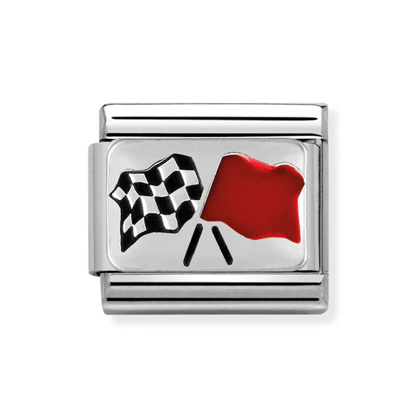 Nomination ezüst kockás zászló charm - 330208/16