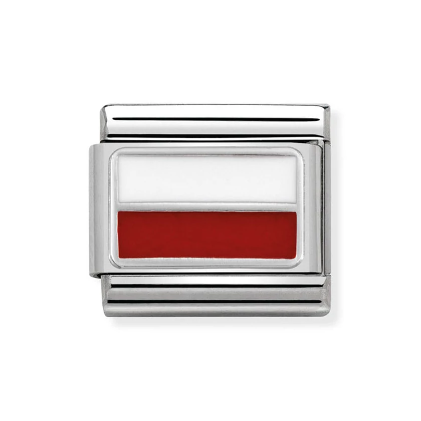 Nomination ezüst lengyel zászló charm - 330207/13