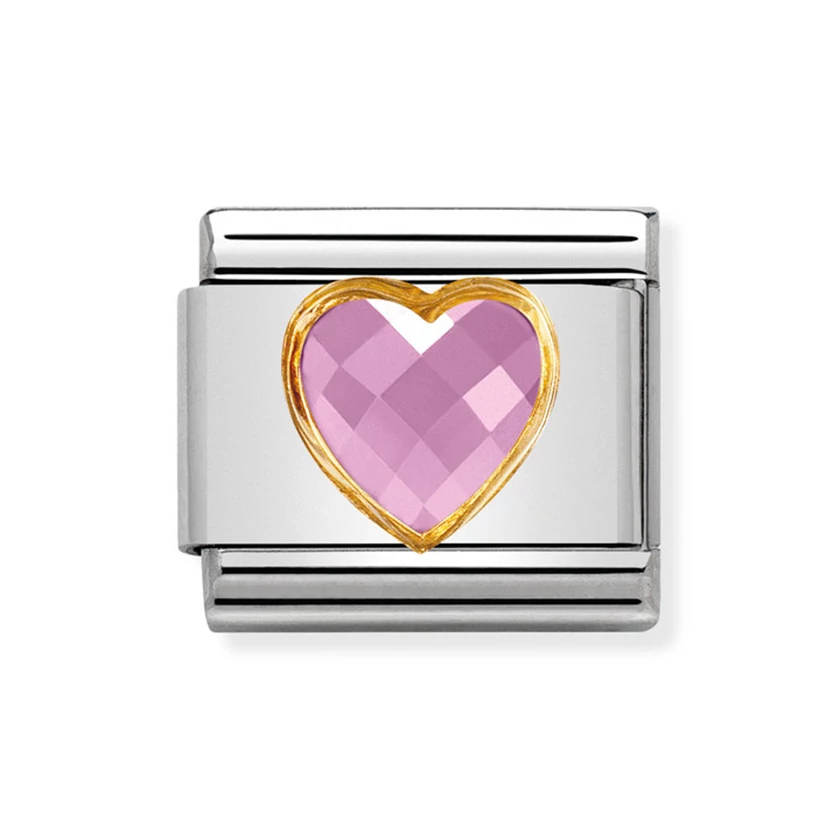 Nomination rózsaszín szív charm - 030610/003