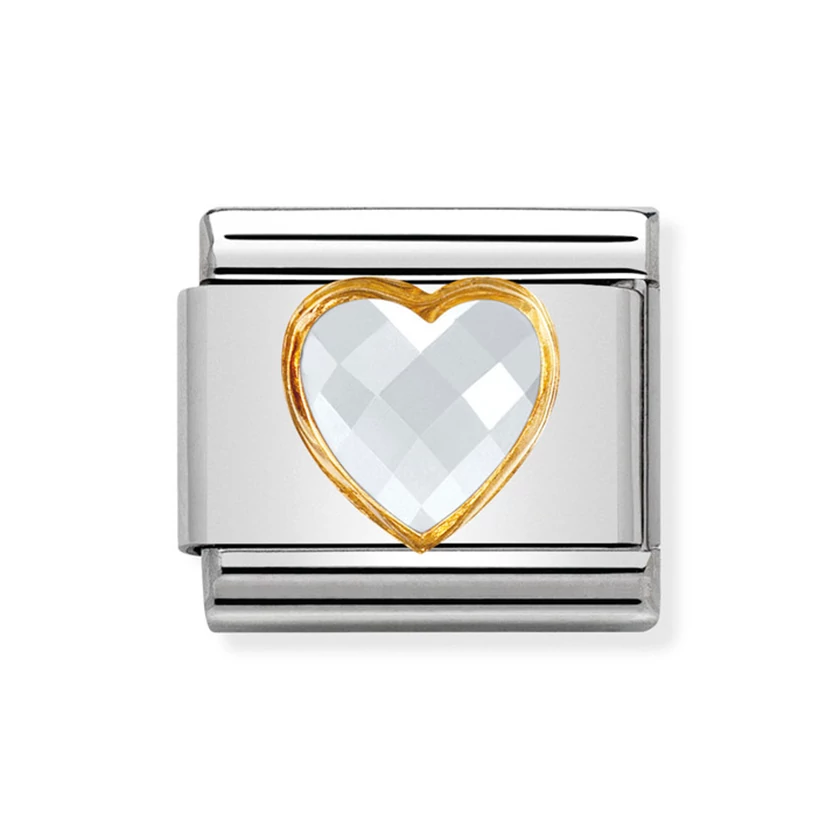 Nomination fehér szív charm - 030610/010