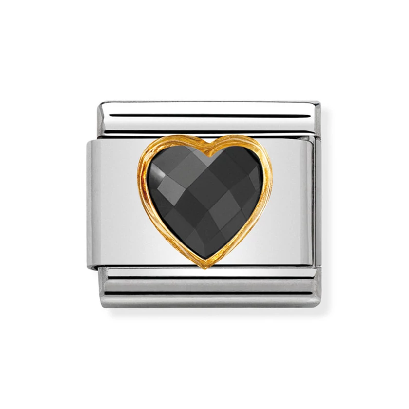 Nomination fekete szív charm - 030610/011