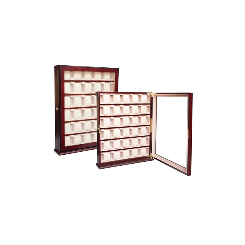 Óratartó vitrin - barna színű fa - 30 db órának