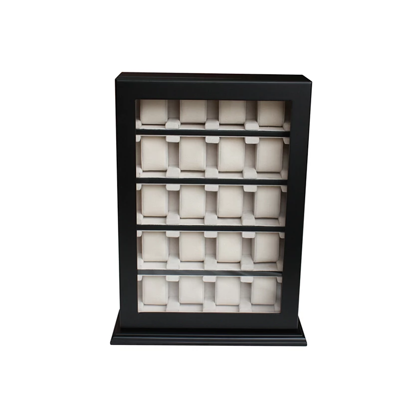 Óratartó vitrin - fekete színű fa - 20 db órának