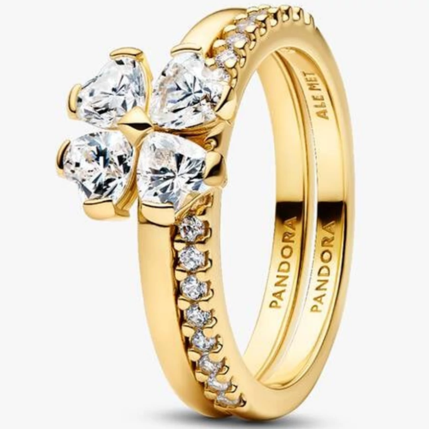 Pandora szétválasztható négylevelű lóhere aranyozott dupla gyűrű - 164507C01-50