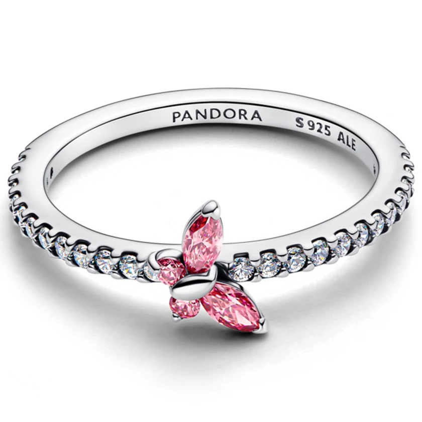 Pandora szikrázó rózsaszín pillangó gyűrű - 194269C02-48 Pandora szikrázó rózsaszín pillangó gyűrű - 194269C02-48