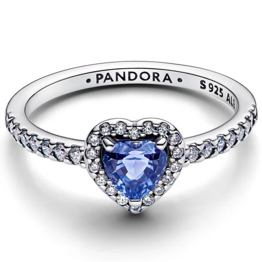 Pandora kék szív szikrázó gyűrű - 198421C05-48